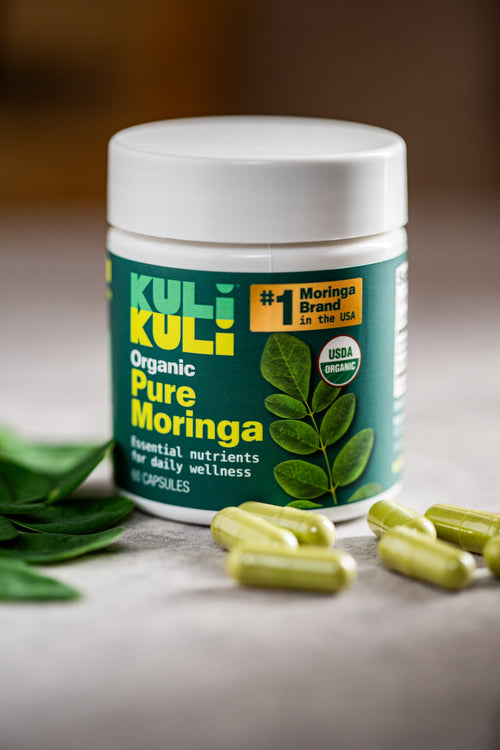 Organic Pure Moringa Powder Capsules (60-Count)
